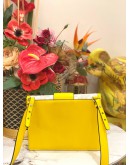 FENDI FLAT MEDIUM BAGUETTE CALFSKIN LEATHER & CANVAS SHOULDER BAG -FULL SET-