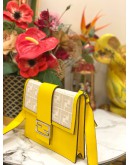 FENDI FLAT MEDIUM BAGUETTE CALFSKIN LEATHER & CANVAS SHOULDER BAG -FULL SET-