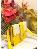 FENDI FLAT MEDIUM BAGUETTE CALFSKIN LEATHER & CANVAS SHOULDER BAG -FULL SET-