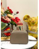 (BRAND NEW) 2023 HERMES ETOUPE GRAY MINI LINDY BAG CLEMENCE GHW HANDBAG SHOULDER PURSE -FULL SET-