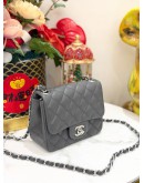 CHANEL SQUARE MINI FLAP BAG IN GREY LAMBSKIN 