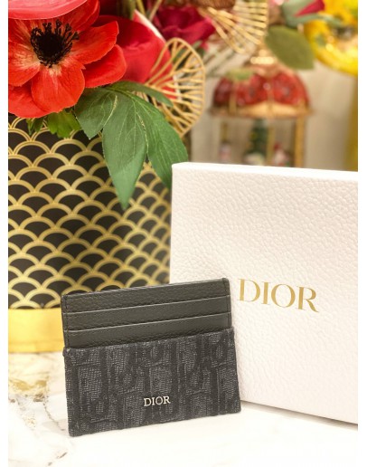 DIOR CARD HOLDER IN OBLIQUE JACQUARD BLACK 