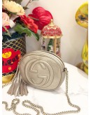 GUCCI MINI SOHO DISCO CHAIN CROSSBODY BAG IN PEBBLED CALFSKIN GOLD