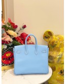 (UNUSED)HERMES BIRKIN 25 EPSOM BLEU CELESTE WITH SILVER HARDWARE STAMP SQUARE C