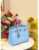 (UNUSED)HERMES BIRKIN 25 EPSOM BLEU CELESTE WITH SILVER HARDWARE STAMP SQUARE C