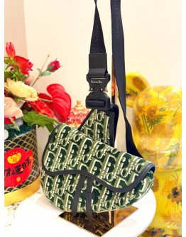 CHRISTIAN DIOR GREEN WOOL SADDLE 