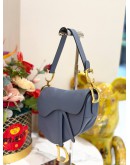 (LIKE NEW)CHRISTIAN DIOR SADDLE SHOULDER BAG IN POWDER BLUE CALFSKIN LEATHER