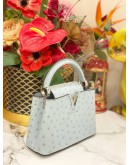 (BRAND NEW) LOUIS VUITTON MINI CAPUCINES OSTRICH LEATHER  IN GRIS PERLE