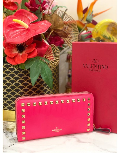 VALENTINO LONG WALLET IN HOT PINK  LEATHER