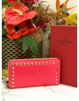 VALENTINO LONG WALLET IN HOT PINK  LEATHER
