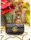 GUCCI GG MARMONT MINI SHOULDER BAG IN BLACK LEATHER 