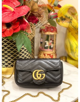 GUCCI GG MARMONT MINI SHOULDER BAG IN BLACK LEATHER 