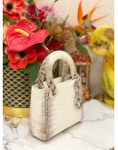 (LIKE NEW) CHRISTIAN DIOR MINI CROCODILE LEATHER  LADY DIOR LIMITED EDITION HANDLE BAG DIAMOND WITH SILVER HARDWARE- FULL SET-