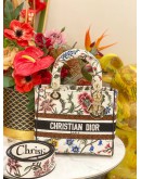 (LIKE NEW) CHRISTIAN DIOR MEDIUM LADY D-LITE TOTE BAG IN MULTICOLOR EMBROIDERED CANVAS 