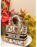 (LIKE NEW) CHRISTIAN DIOR MEDIUM LADY D-LITE TOTE BAG IN MULTICOLOR EMBROIDERED CANVAS 