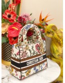 (LIKE NEW) CHRISTIAN DIOR MEDIUM LADY D-LITE TOTE BAG IN MULTICOLOR EMBROIDERED CANVAS 