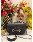 PRADA CAHIER MINI SHOULDER BAG IN BLACK SAFFIANO AND SMOOTH LEATHER 