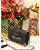 PRADA CAHIER MINI SHOULDER BAG IN BLACK SAFFIANO AND SMOOTH LEATHER 