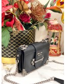 PRADA CAHIER MINI SHOULDER BAG IN BLACK SAFFIANO AND SMOOTH LEATHER 