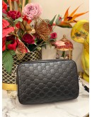 (LIKE NEW) GUCCI CLUTCH IN BLACK GG MICROGUCCISSIMA CALFSKIN LEATHER