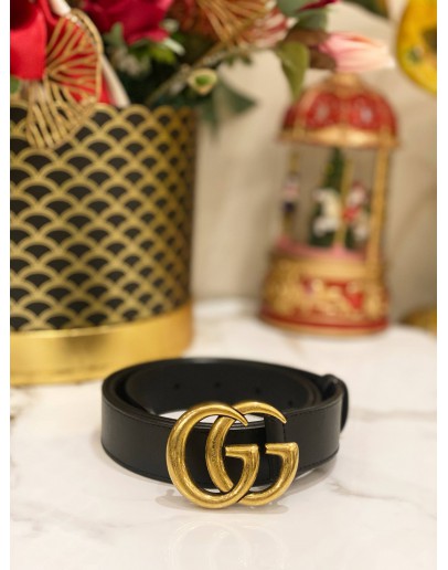 GUCCI GG LOGO LEATHER BELT SIZE 85/34