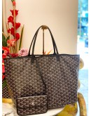 GOYARD SAINT LOUIS GM TOTE BAG IN GREY GOYARDINE CANVAS 