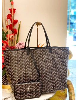 GOYARD SAINT LOUIS GM TOTE BAG IN GREY GOYARDINE CANVAS 