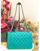 CHANEL MINT LAGOON QUILTED LAMBSKIN CLASSIC DOUBLE FLAP BAG IN GHW 