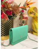 CHANEL TURQUOISE WALLET ON CHAIN IN LIZARD  LEATHER 