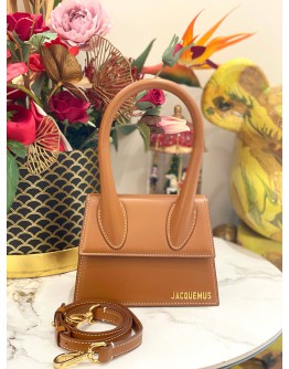 JACQUEMUS LE GRAND CHIQUITO BROWN TOTE BAG WITH STRAP 