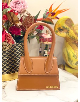 JACQUEMUS LE GRAND CHIQUITO BROWN TOTE BAG WITH STRAP 