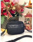 YSL SAINT LAURENT SMALL CAMP CAMERA BAG IN BLACK NYLON AND TRIMMED LEATHER