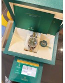 (LIKE NEW) 2019 ROLEX DATEJUST 36 HALF 18K 750 YELLOW GOLD REF 126283 JUBILEE FACTORY DIAMOND GREEN ROMAN VI IX DIAMOND DIAL 36MM AUTOMATIC WATCH -FULL SET-
