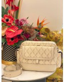 CHRISTIAN DIOR HIT THE ROAD IN CREAM CANVAS / LEATHER MESSENGER BAG 