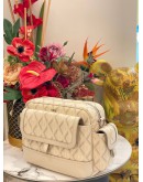 CHRISTIAN DIOR HIT THE ROAD IN CREAM CANVAS / LEATHER MESSENGER BAG 