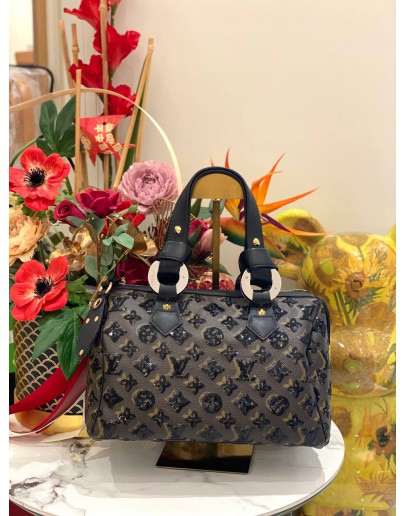 (LIKE NEW) LOUIS VUITTON LIMITED EDITION MONOGRAM ECLIPSE SEQUIN SPEEDY 28 