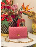 (LIKE NEW) CHANEL WALLET ON CHAIN CLASSIC IN PINK LAMBSKIN LEATHER