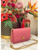 (LIKE NEW) CHANEL WALLET ON CHAIN CLASSIC IN PINK LAMBSKIN LEATHER