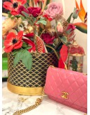 (LIKE NEW) CHANEL WALLET ON CHAIN CLASSIC IN PINK LAMBSKIN LEATHER