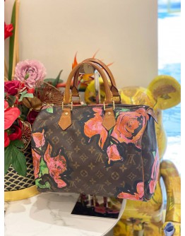 LOUIS VUITTON SPEEDY 30 IN BROWN MONOGRAM CANVAS WITH ROSE BAG