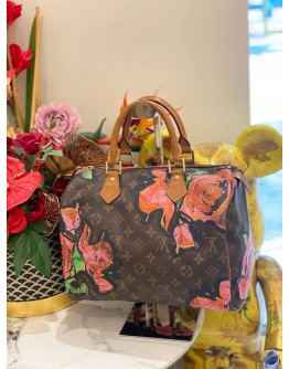 LOUIS VUITTON SPEEDY 30 IN BROWN MONOGRAM CANVAS WITH ROSE BAG