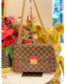 LOUIS VUITTON CAISSA CLUTCH CHERRY DAMIER EBENE CANVAS CHAIN SHOULDER BAG 