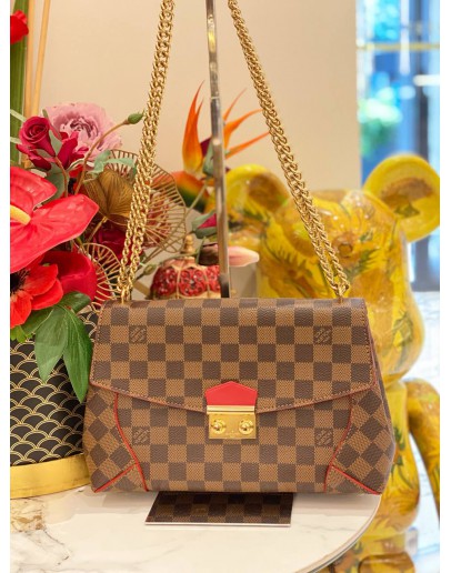 LOUIS VUITTON CAISSA CLUTCH CHERRY DAMIER EBENE CANVAS CHAIN SHOULDER BAG 