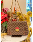 LOUIS VUITTON CAISSA CLUTCH CHERRY DAMIER EBENE CANVAS CHAIN SHOULDER BAG 