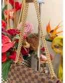LOUIS VUITTON CAISSA CLUTCH CHERRY DAMIER EBENE CANVAS CHAIN SHOULDER BAG 
