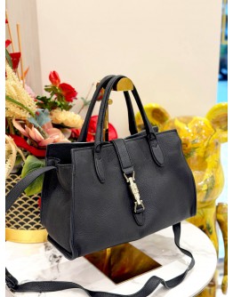 GUCCI JACKIE SOFT TOTE BAG WITH STRAP IN BLACK LEATHER 