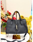 GUCCI JACKIE SOFT TOTE BAG WITH STRAP IN BLACK LEATHER 