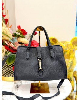 GUCCI JACKIE SOFT TOTE BAG WITH STRAP IN BLACK LEATHER 