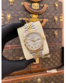 ROLEX DATEJUST 36 HALF 18K 750 YELLOW GOLD JUBILEE REF 16233 WHITE ROMAN NUMERALS DIAL 36MM AUTOMATIC WATCH -FULL SET-