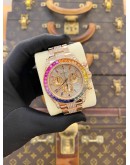 (LIKE NEW) 2011 ROLEX DAYTONA REF 116505 18K 750 EVEROSE GOLD UPGRADE 116595RBOW RAINBOW PAVE DIAMOND DIAL 40MM AUTOMATIC WATCH